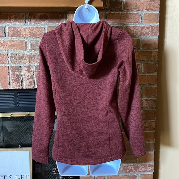 Columbia 5 Button Maroon Heathered Hooded Sweatshirt - Picture 4 of 6